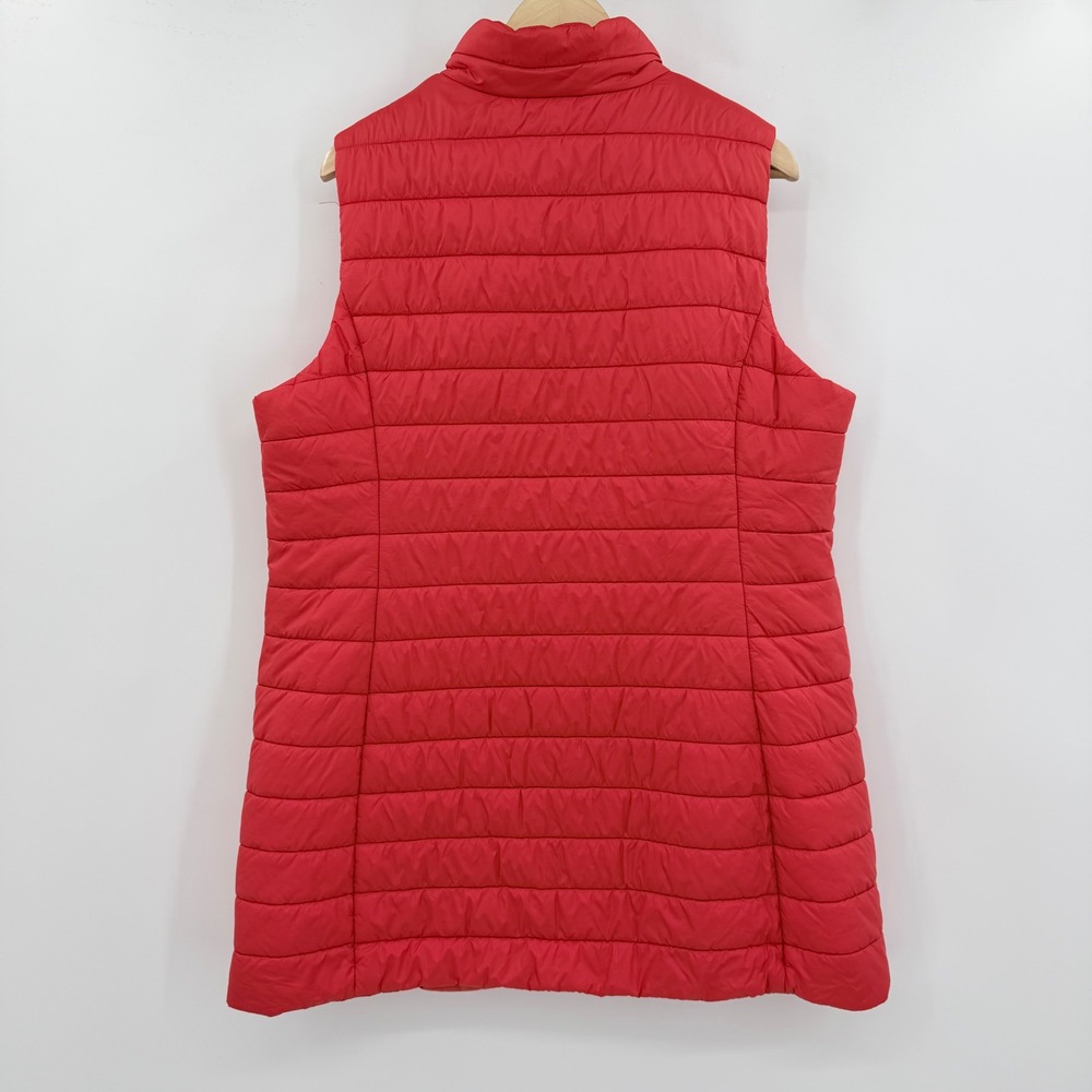 Liz Claiborne Womens Red Quilted Puffer Vest Full Zip Stand Collar Size XL - Picture 2 of 5